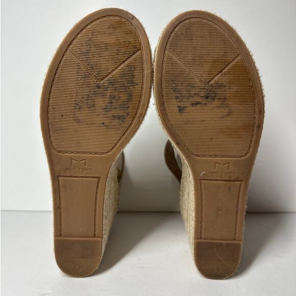 Marc Fisher Alita Platform Wedge Espadrille Sandals Size 8 Leather Boho Summer - Picture 10 of 10